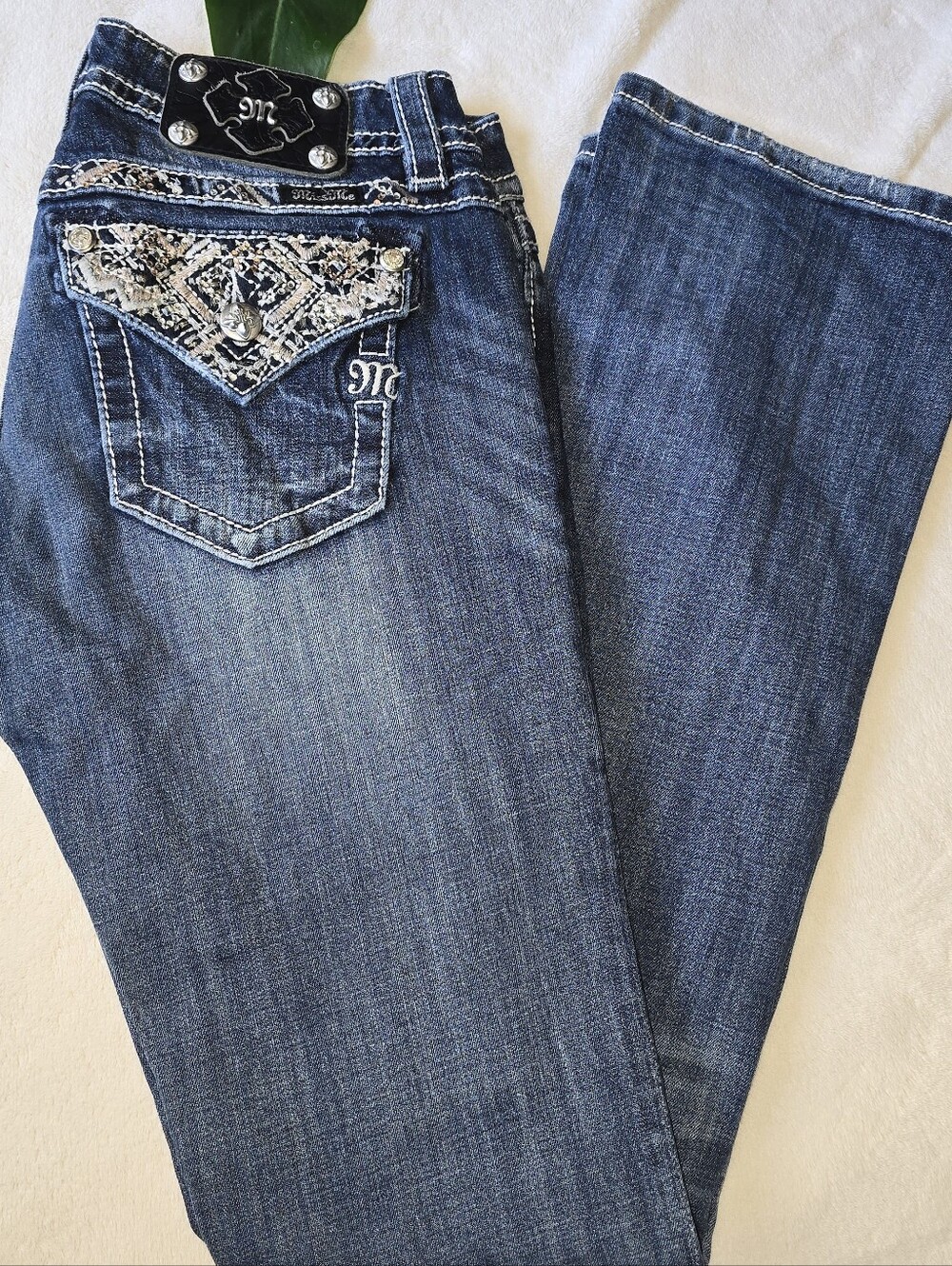 Miss Me Women's Embellished Dark Blue Denim Jeans